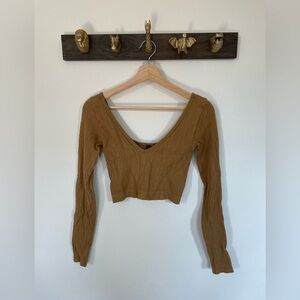 Out from Under Mustard Yellow Cropped Long Sleeve Top